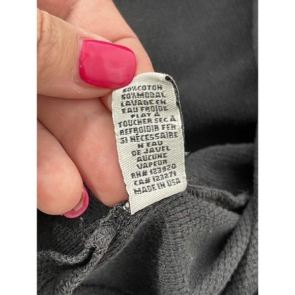 LaMade Women's Black Long Sleeve V-Neck Waffle Knit Top LARGE Athleisure - Picture 8 of 8